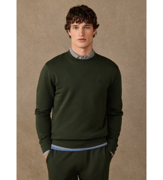 Hackett London Sudadera algodón cuello redondo con logo verde