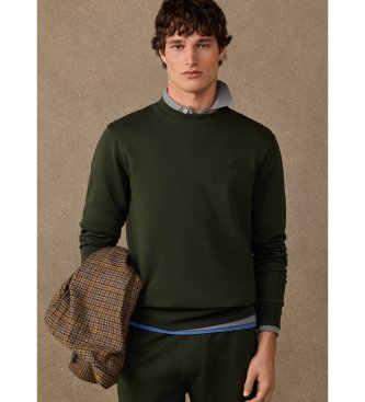 Hackett London Sudadera algodón cuello redondo con logo verde