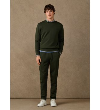 Hackett London Sudadera algodón cuello redondo con logo verde