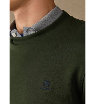 Hackett London Sudadera algodón cuello redondo con logo verde