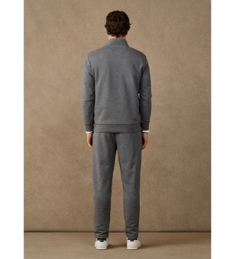 Hackett London sudadera algodón con cremallera y logo gris
