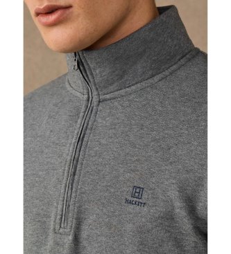 Hackett London sudadera algodón con cremallera y logo gris
