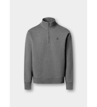 Hackett London sudadera algodón con cremallera y logo gris