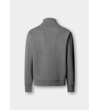 Hackett London sudadera algodón con cremallera y logo gris