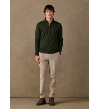 Hackett London sudadera algodón con cremallera y logo verde