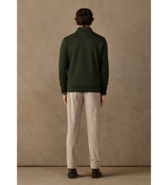 Hackett London sudadera algodón con cremallera y logo verde