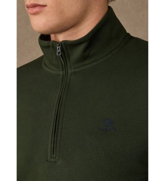 Hackett London sudadera algodón con cremallera y logo verde