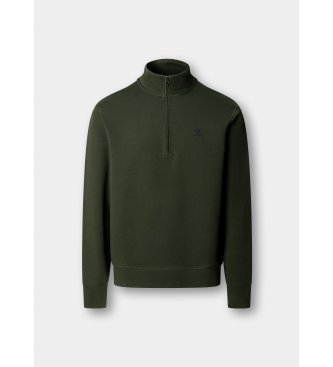 Hackett London sudadera algodón con cremallera y logo verde