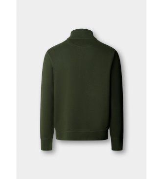 Hackett London sudadera algodón con cremallera y logo verde