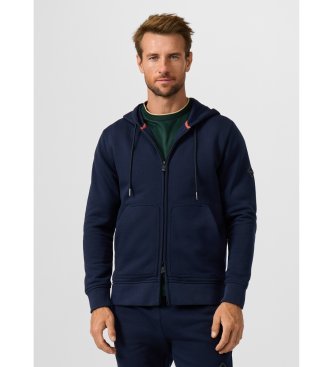 Hackett London felpa con cappuccio e zip integrale con logo luxe blu navy