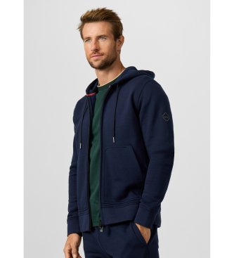 Hackett London felpa con cappuccio e zip integrale con logo luxe blu navy