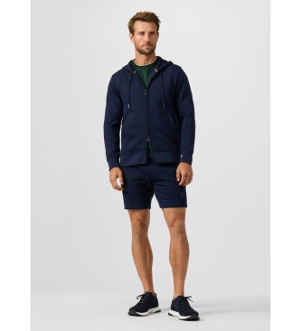 Hackett London felpa con cappuccio e zip integrale con logo luxe blu navy