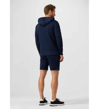 Hackett London felpa con cappuccio e zip integrale con logo luxe blu navy