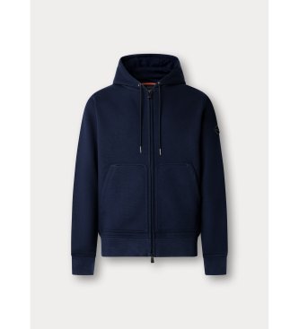 Hackett London felpa con cappuccio e zip integrale con logo luxe blu navy