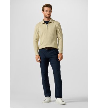 Hackett London Sweatshirt-Polo mit Reißverschluss und Waffle-Logo, beige