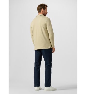 Hackett London Sweatshirt-Polo mit Reißverschluss und Waffle-Logo, beige