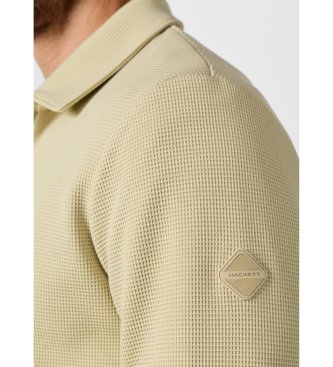Hackett London Sweatshirt-Polo mit Reißverschluss und Waffle-Logo, beige