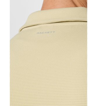 Hackett London Sweatshirt-Polo mit Reißverschluss und Waffle-Logo, beige