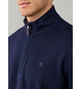 Hackett London Sweatshirt med kort lynlås marineblå