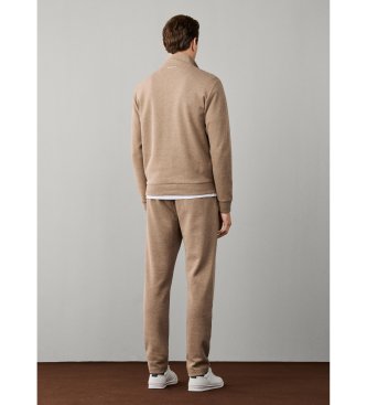 Hackett London Sweatshirt med kort lynlås i beige