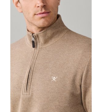 Hackett London Sweatshirt med kort lynlås i beige