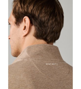 Hackett London Sweatshirt med kort lynlås i beige