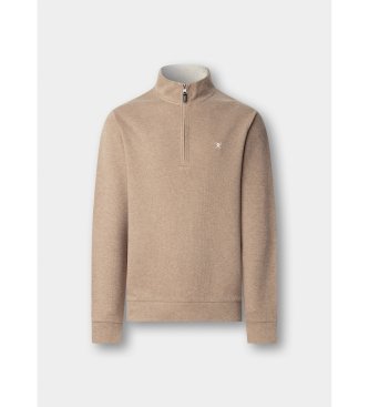 Hackett London Sweatshirt med kort lynlås i beige