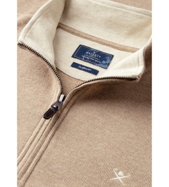 Hackett London Sweatshirt med kort lynlås i beige