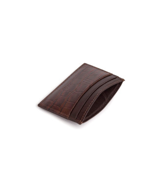 Hackett London Brown Croc Leather Card Holder