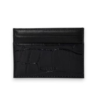 Hackett London Porte-cartes en cuir imprimé crocodile noir