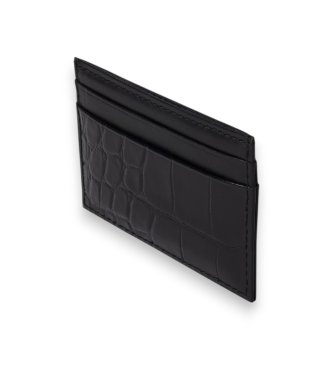 Hackett London Porte-cartes en cuir imprimé crocodile noir