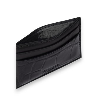 Hackett London Porte-cartes en cuir imprimé crocodile noir