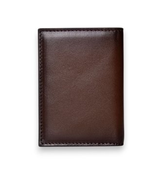 Hackett London Portefeuille en cuir avec logo en relief marron