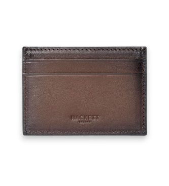 Hackett London Porte-cartes en cuir marron