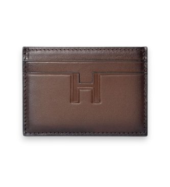 Hackett London Porte-cartes en cuir marron