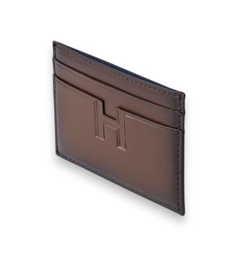 Hackett London Porte-cartes en cuir marron