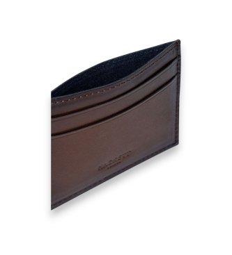 Hackett London Porte-cartes en cuir marron