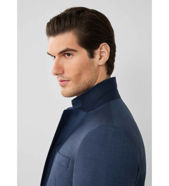 Hackett London Sharkskin wollen pak blauw