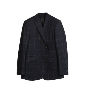Hackett London Wełniany garnitur Mr Bistretch Wpane niebieski