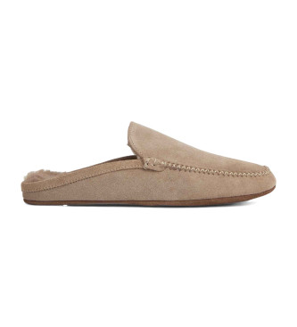 Hackett London Forside Mule beige lder hjemmesko