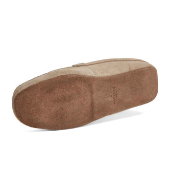 Hackett London Home Mule pantoufles en cuir beige