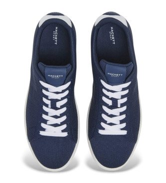 Hackett London Bond Knit marine leren sportschoenen