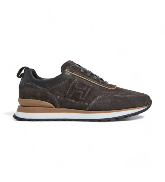 Hackett London Chad Active Sneakers i lder mrkbrun