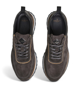 Hackett London Chad Active Sneakers i lder mrkbrun