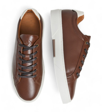 Hackett London Scarpe da ginnastica classiche Hackney in pelle marrone