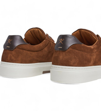 Hackett London Sapatilhas de couro Hackney Earth castanhas