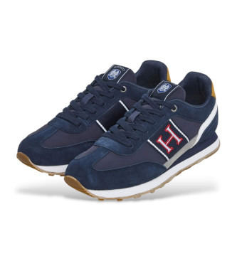 Hackett London Hendfor Patch leren sportschoenen marine