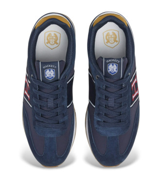 Hackett London Hendfor Patch leren sportschoenen marine