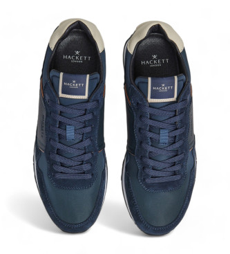 Hackett London Telfor Shadow Sneakers i lder marinbl