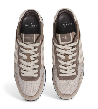 Hackett London Pantoufles en cuir beige Telfor Vibe